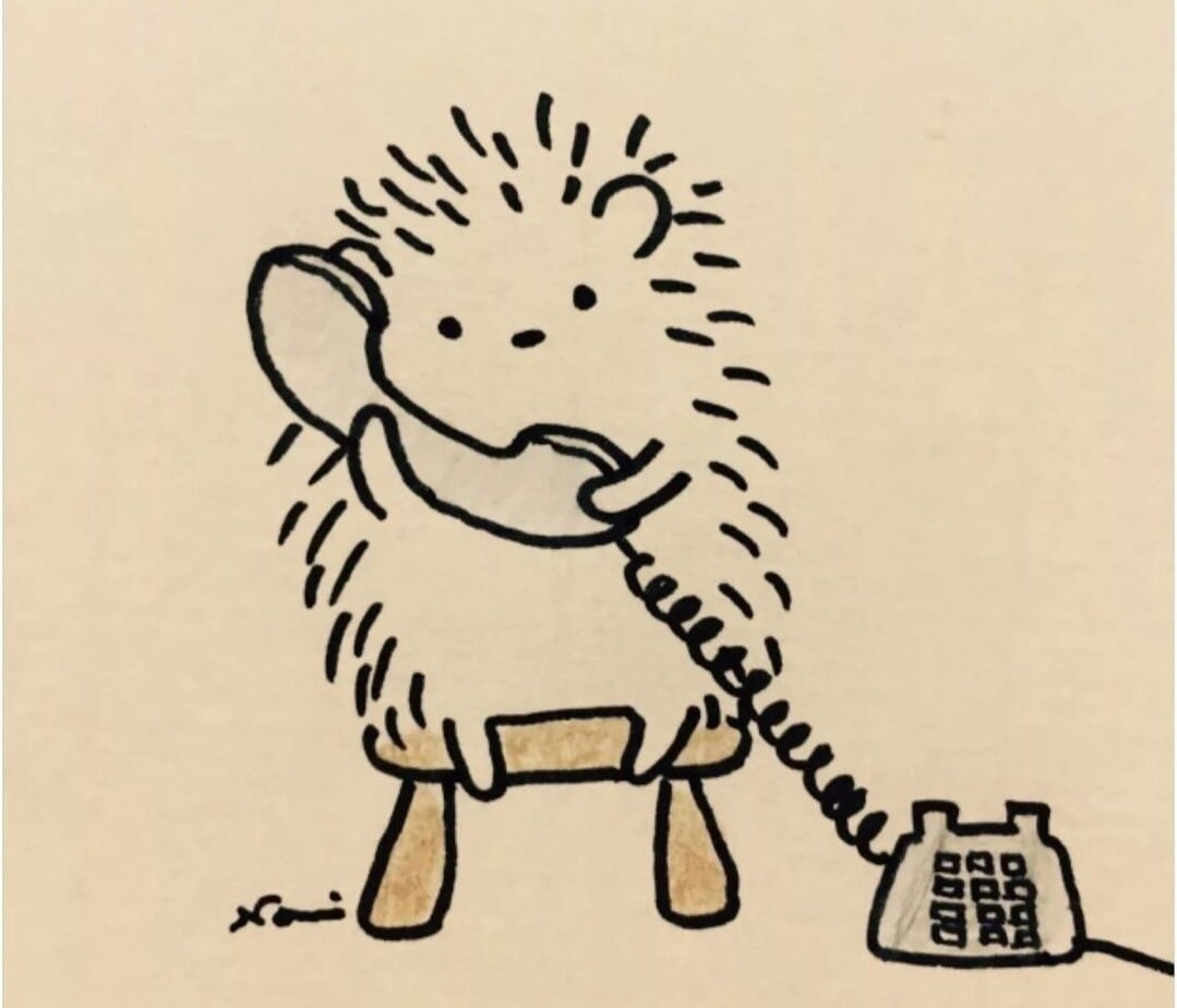 Иллюстрация Ёжик у телефона