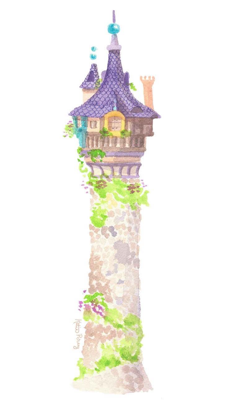 Замок Рапунцель на белом фоне