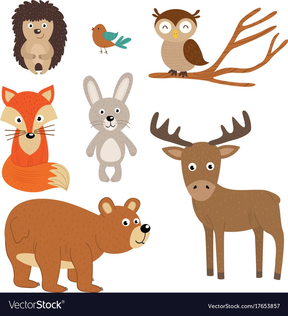 Лесные животные для печати