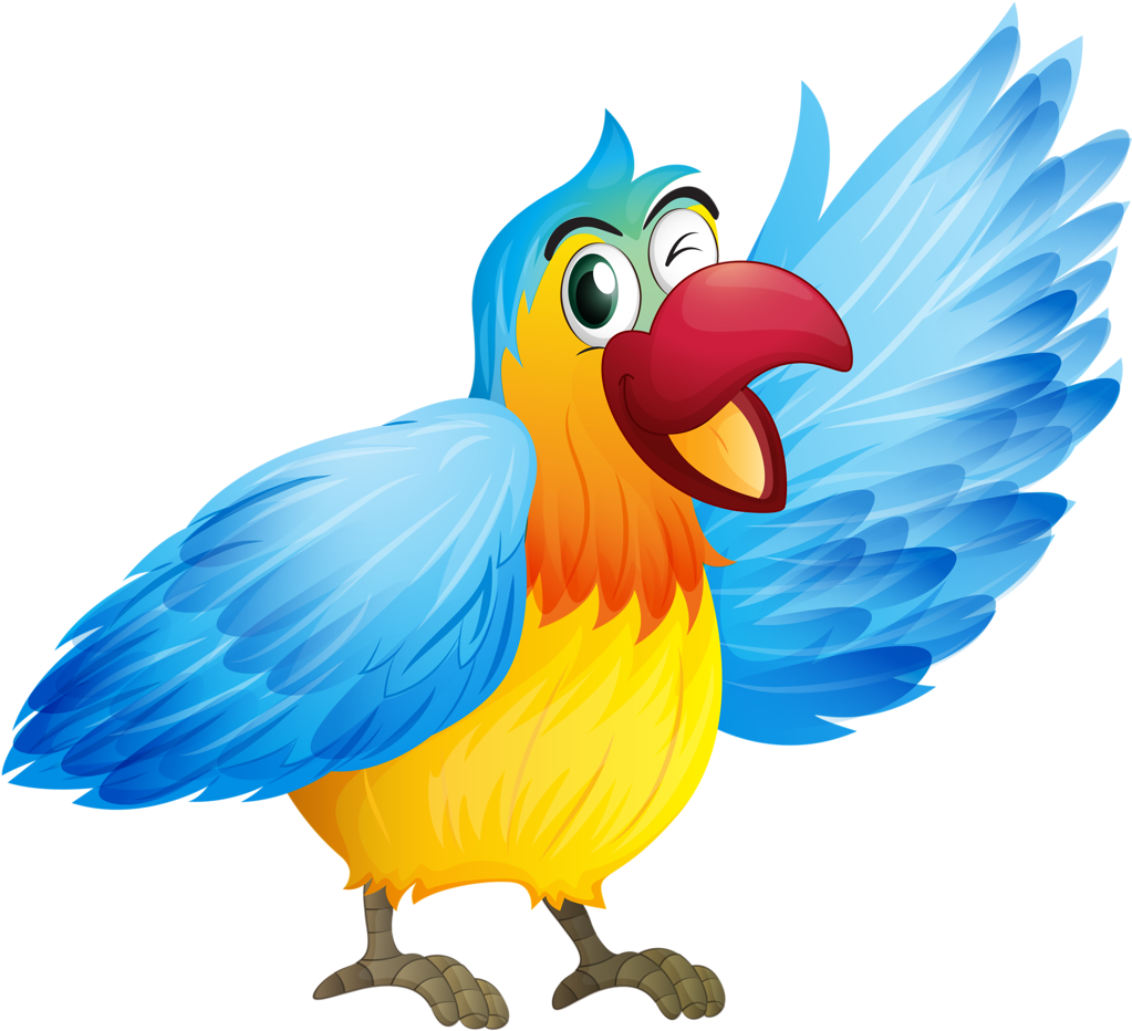 Попугай на белом фоне мультяшная