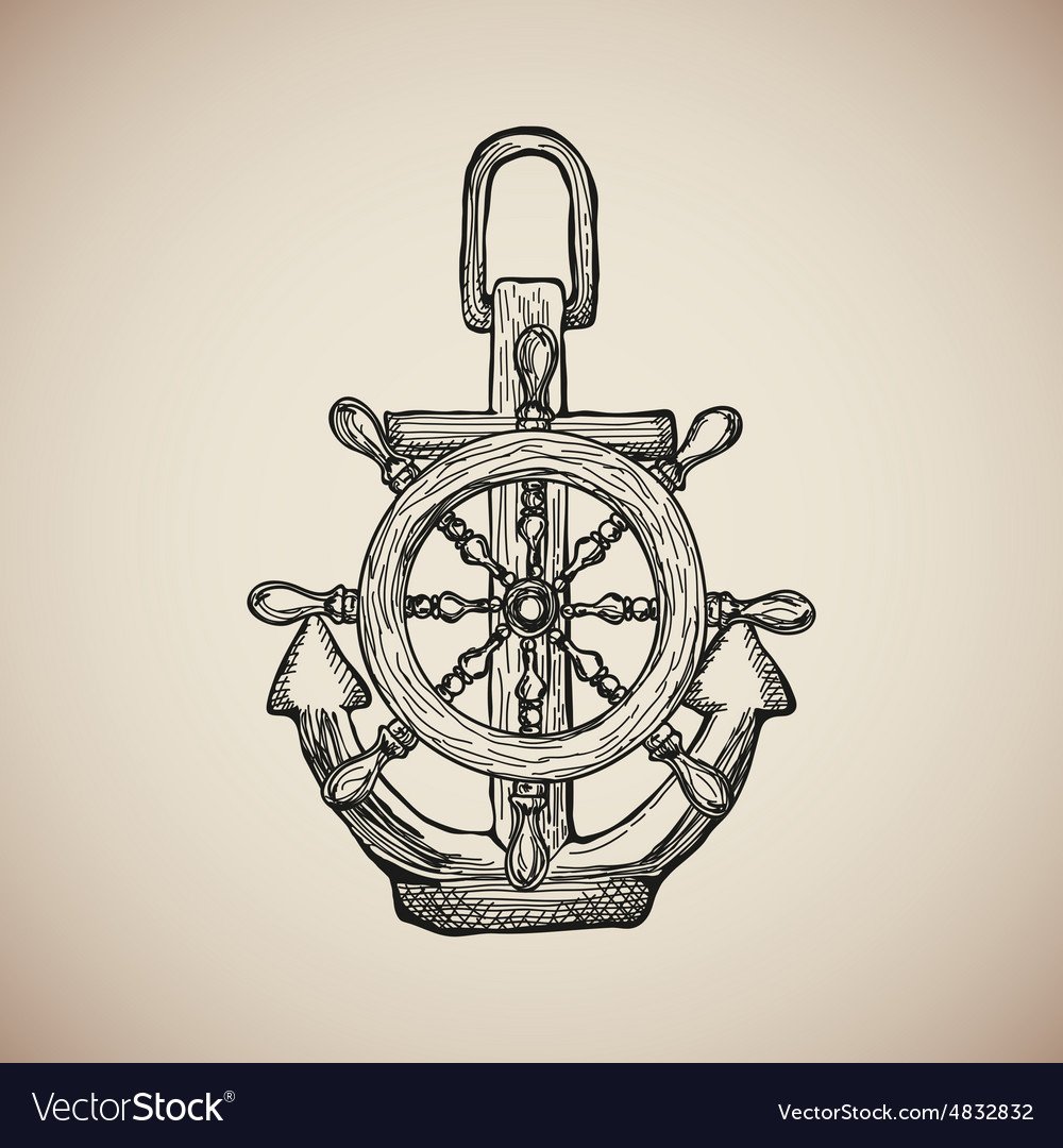Знак штурвал на якоре