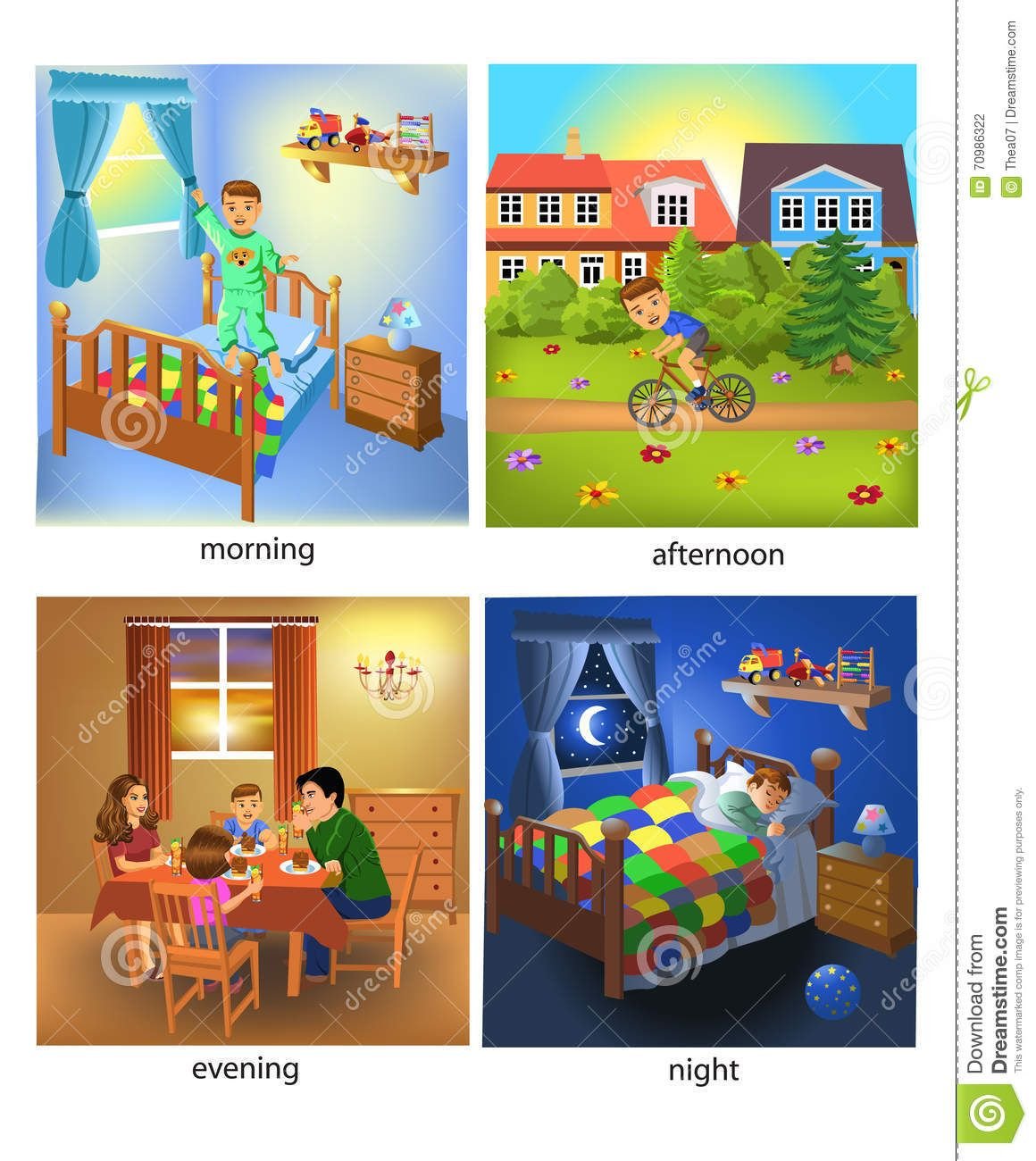 Утро день вечер ночь для детей