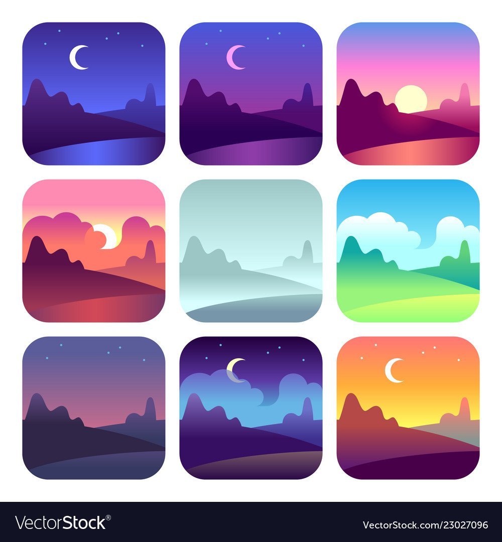 Утро день вечер ночь вектор