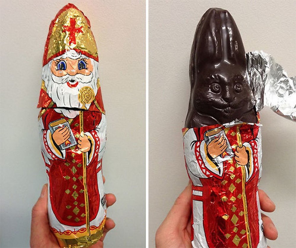 Плоский зайчик из шоколада