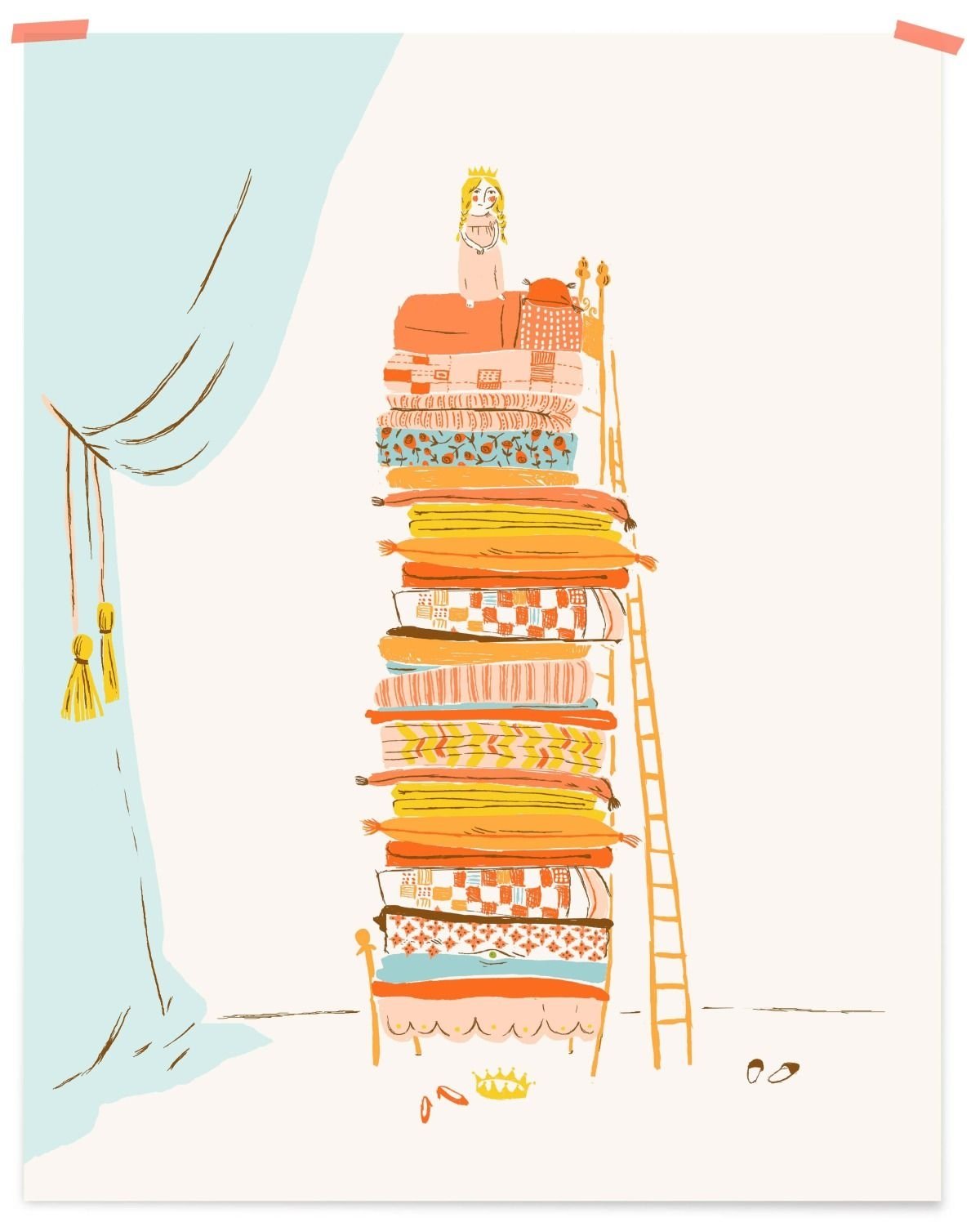 Принцесса на горошине вектор