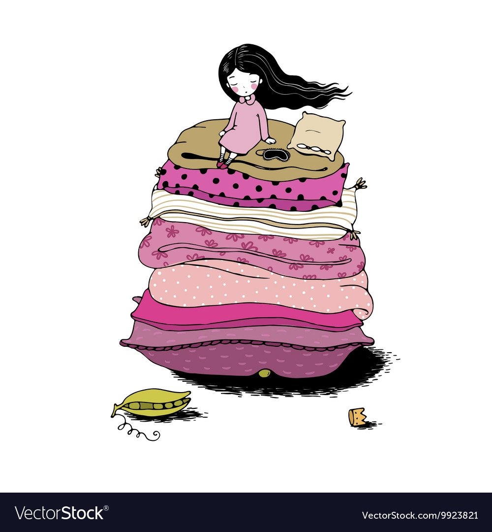 Принцесса на горошине на белом фоне