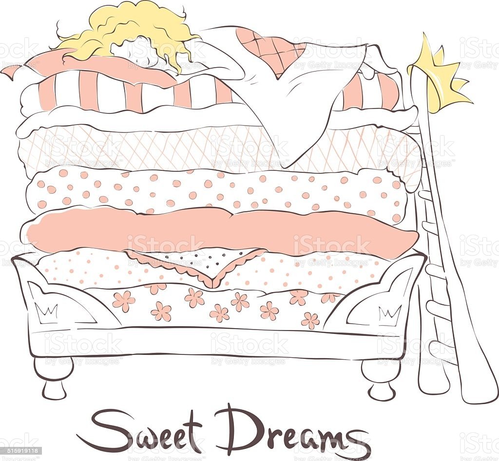 Кровать принцессы на горошине рисунок