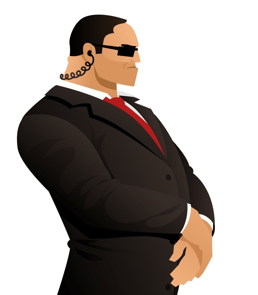 Охранник на белом фоне