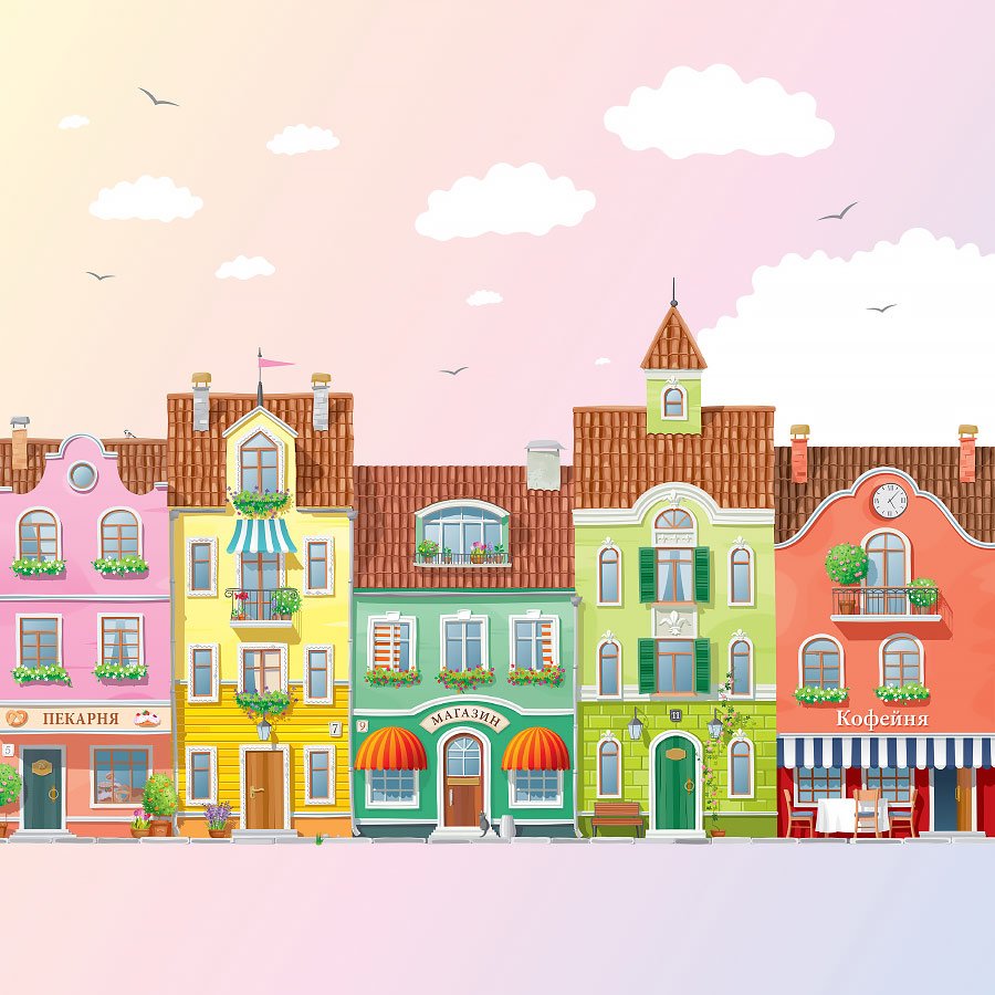 Мультяшная улица с домами