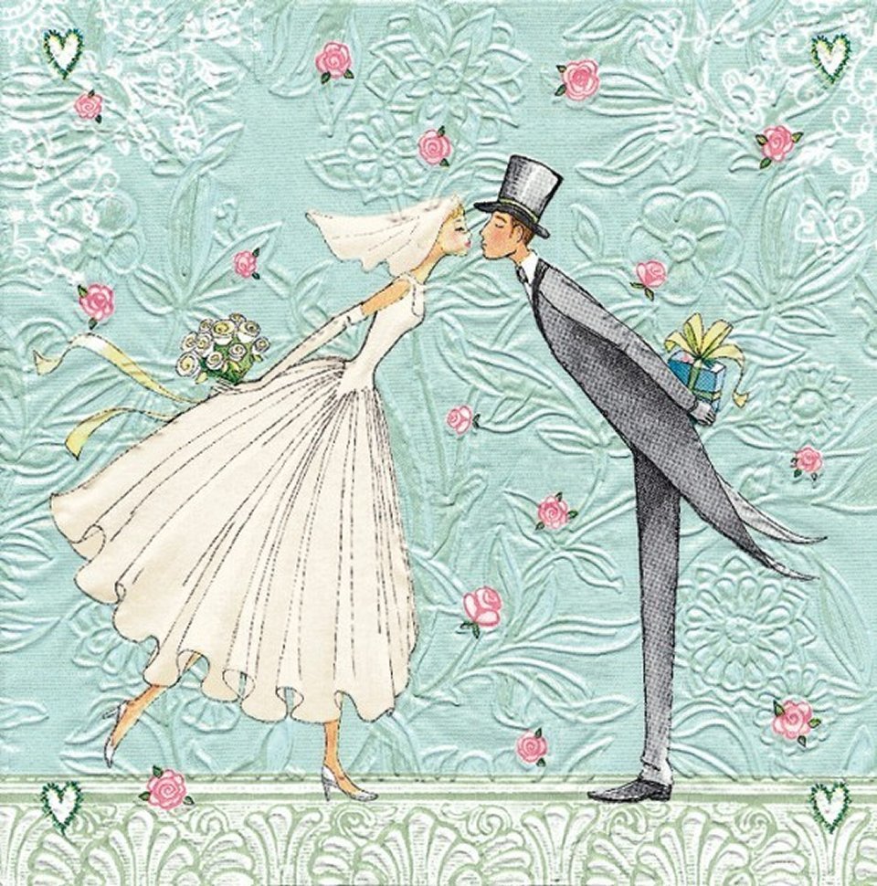 Жених и невеста салфетка для декупажа