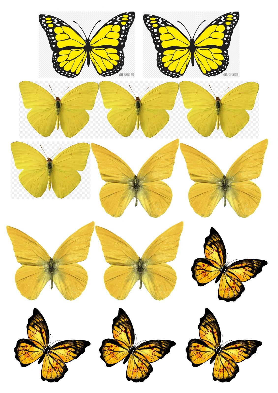 Желтый торт с бабочками