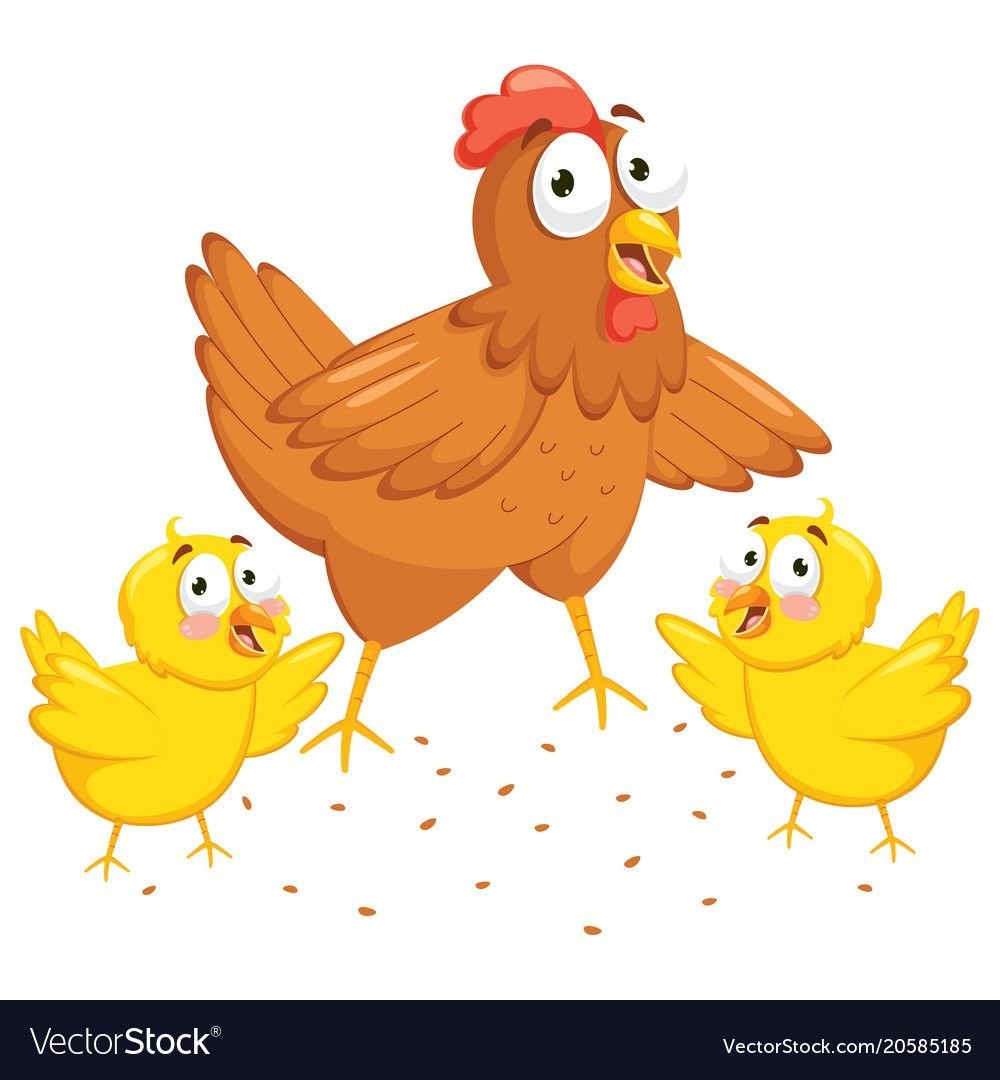 Курица с цыплятами вектор