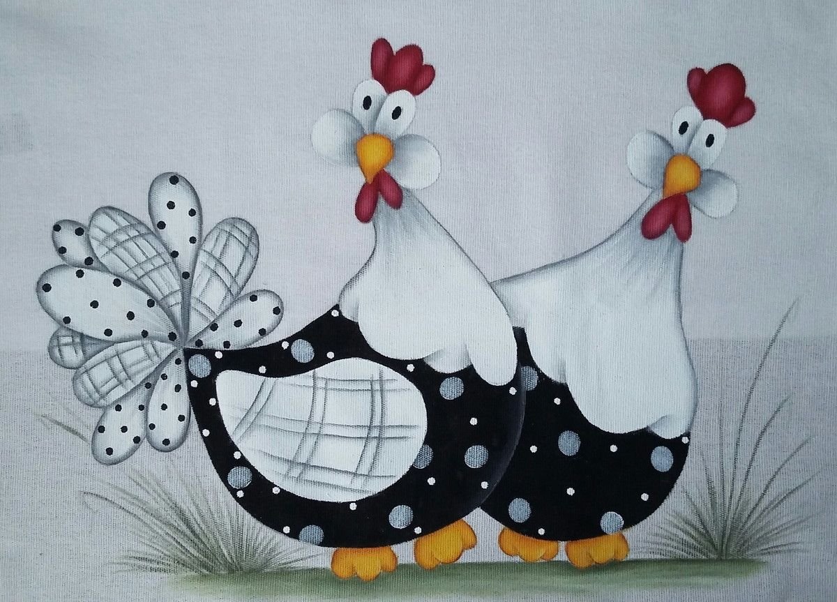 Аппликация из ткани курица