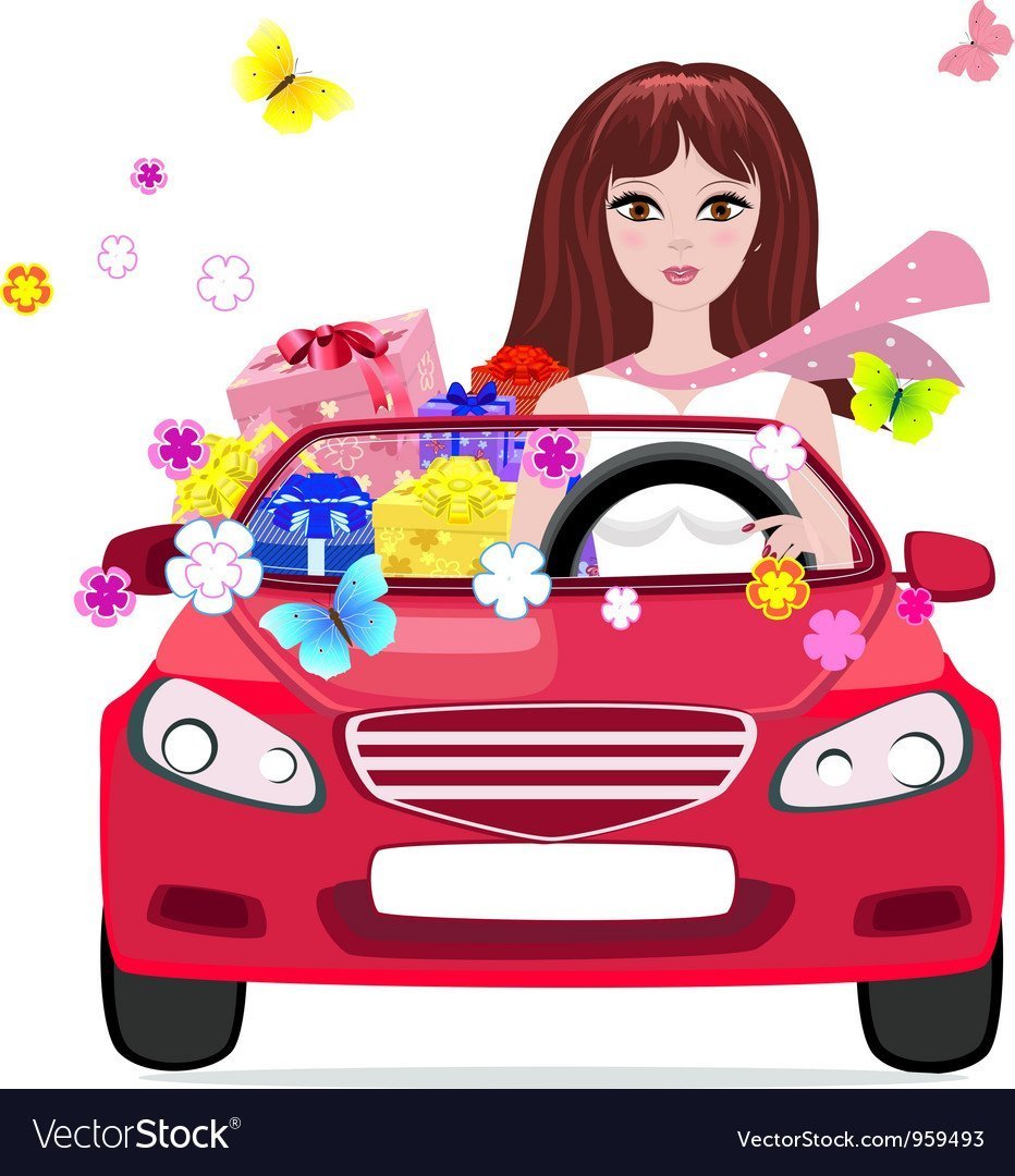 Открытка автоледи