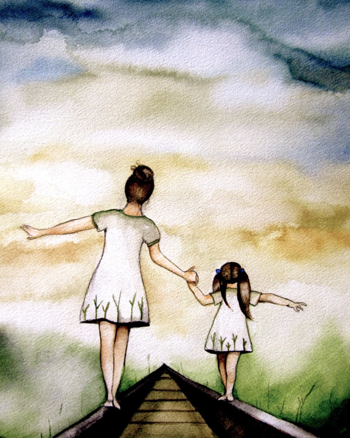 Мама и дочка рисунок