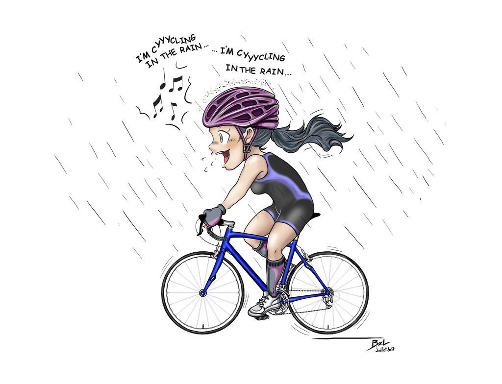 Карикатура велосипедистка
