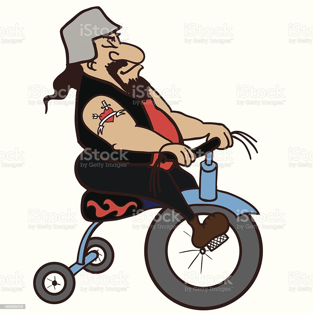 Мужик на трехколесном велосипеде