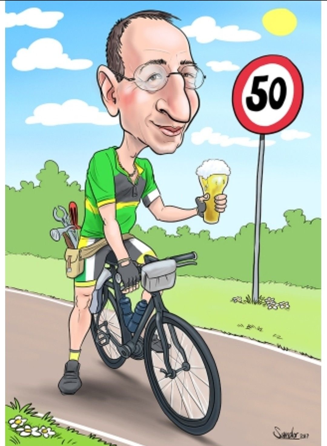 Велосипедист карикатура