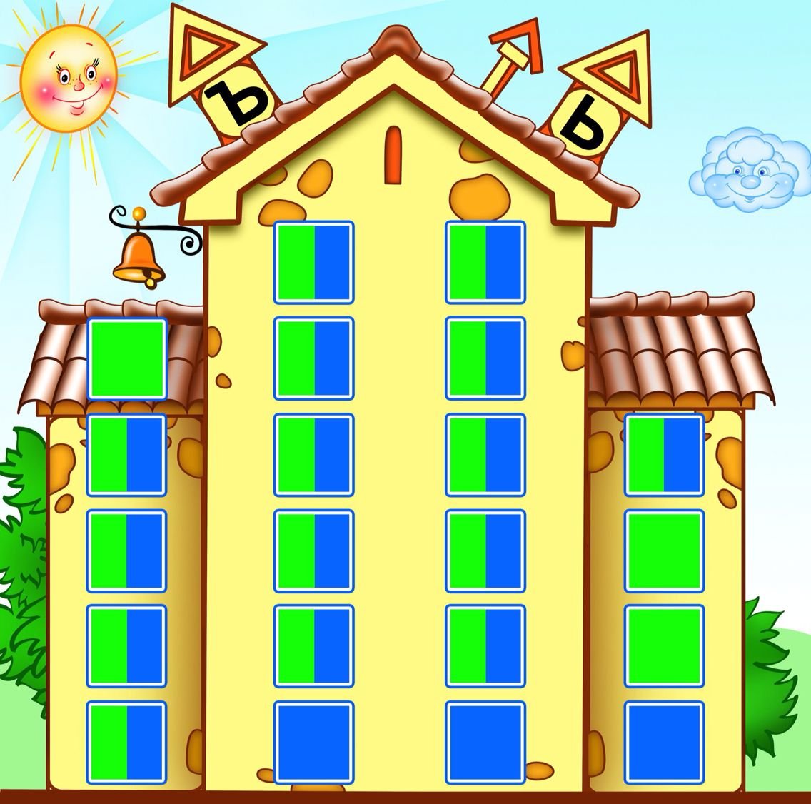 Домик мультяшный с цветами