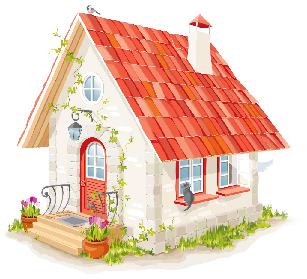 Дом Теремок сбоку вектор