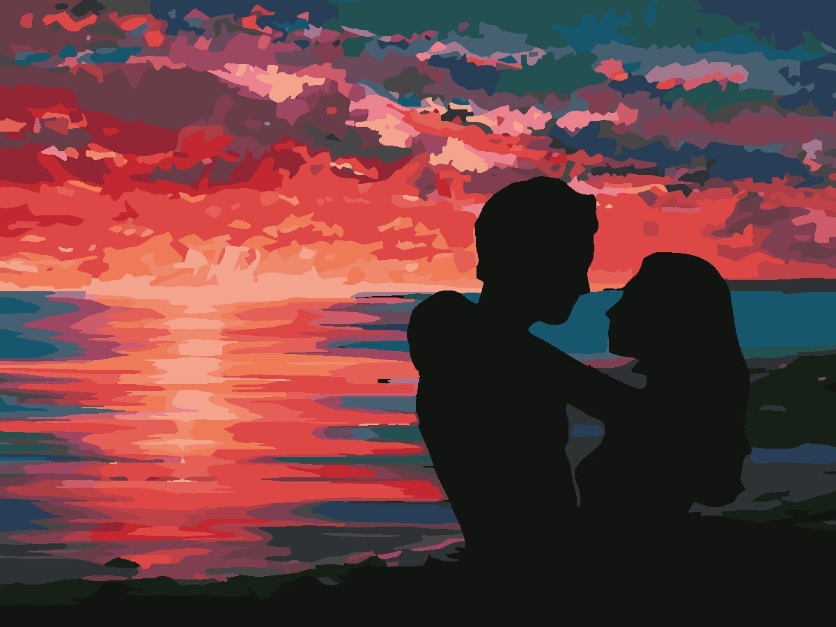 Пара на закате картина