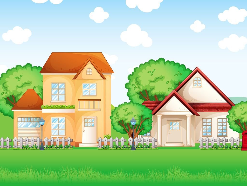 Мультяшные домики большие и маленькие