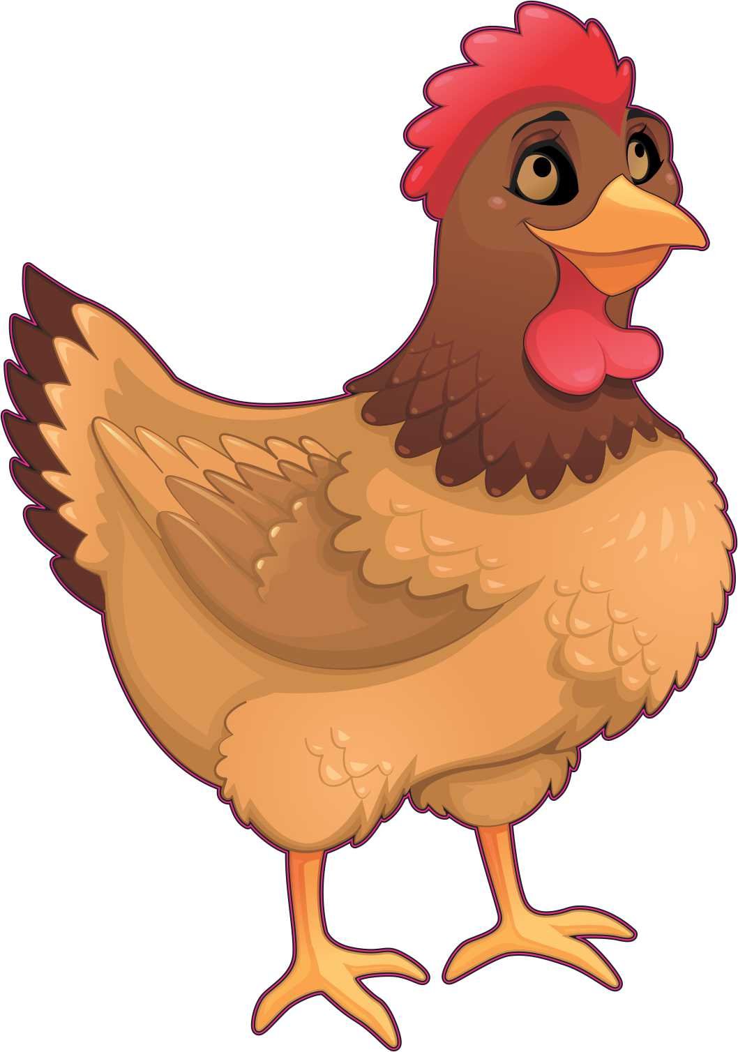 Курица мультяшная на белом фоне