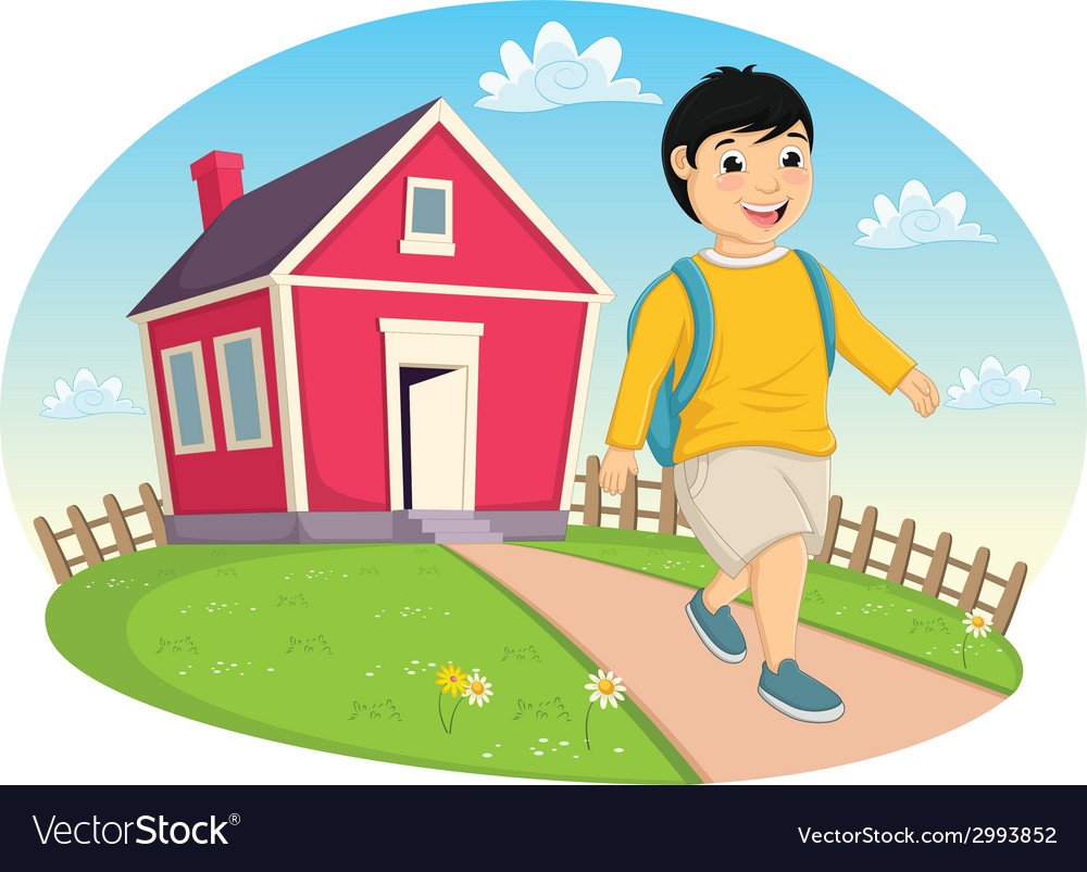 Мальчик выходит из дома