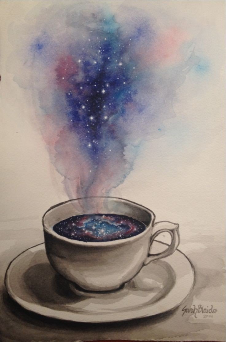 Чашка кофе акварель