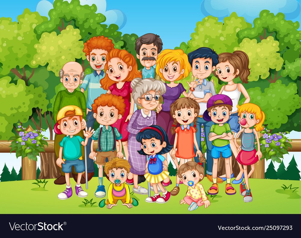 Большая семья иллюстрация