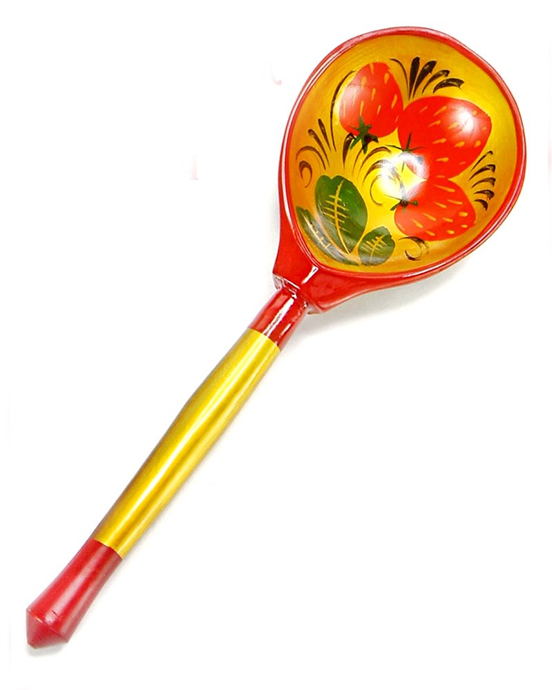 Деревянная ложка полубаская, роспись Чернушка Хохлома lhl6501