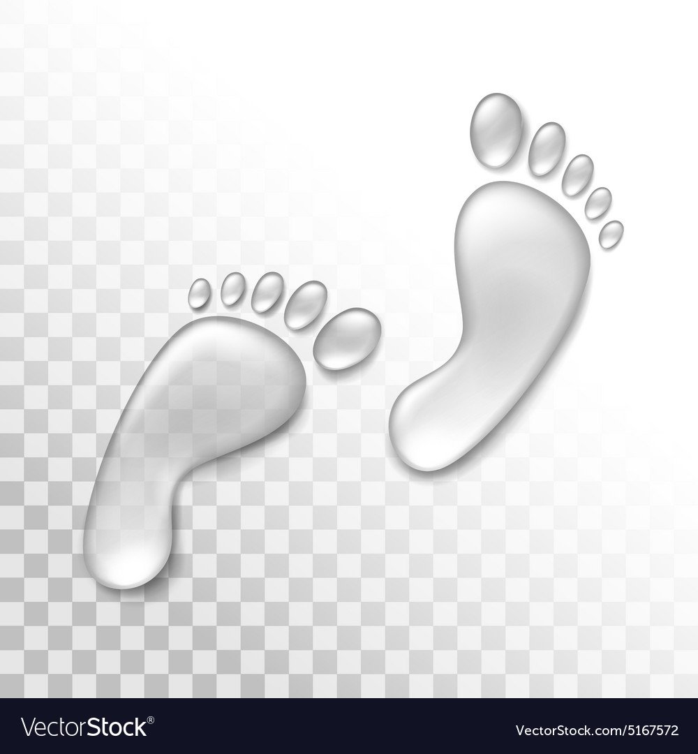 Следы от ног на прозрачном фоне