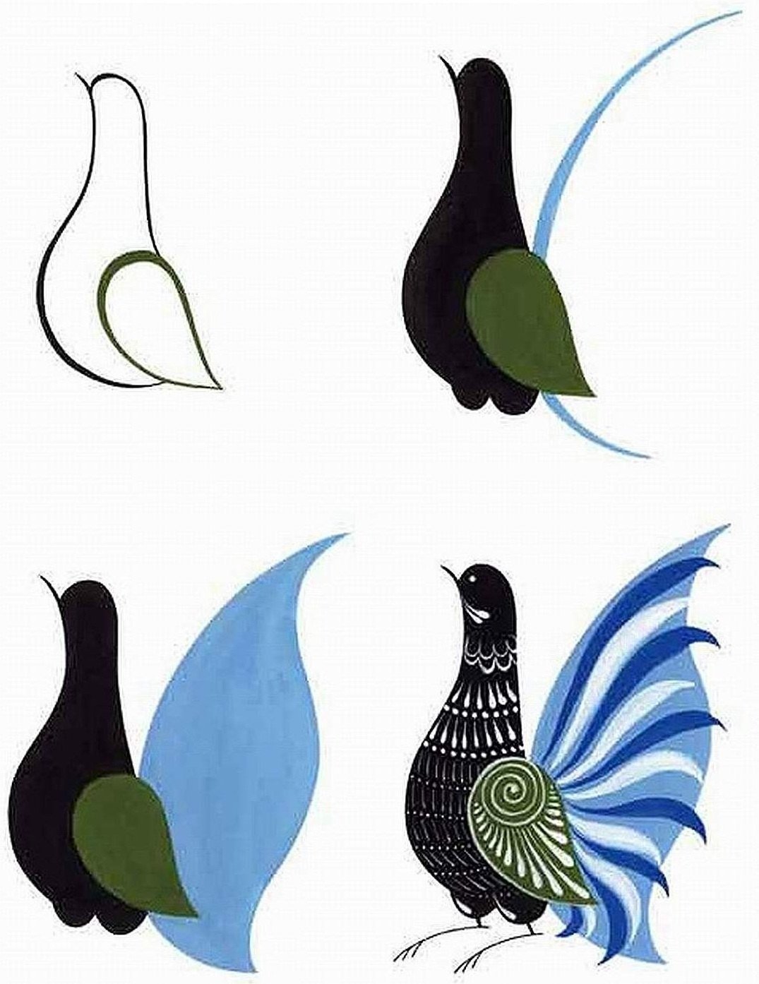 Городецкая роспись картинки для детей шаблоны