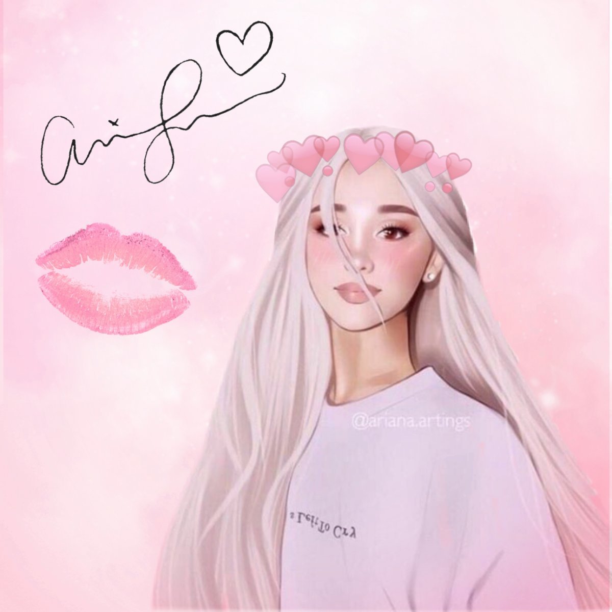 Ариана Гранде арт с белыми волосами