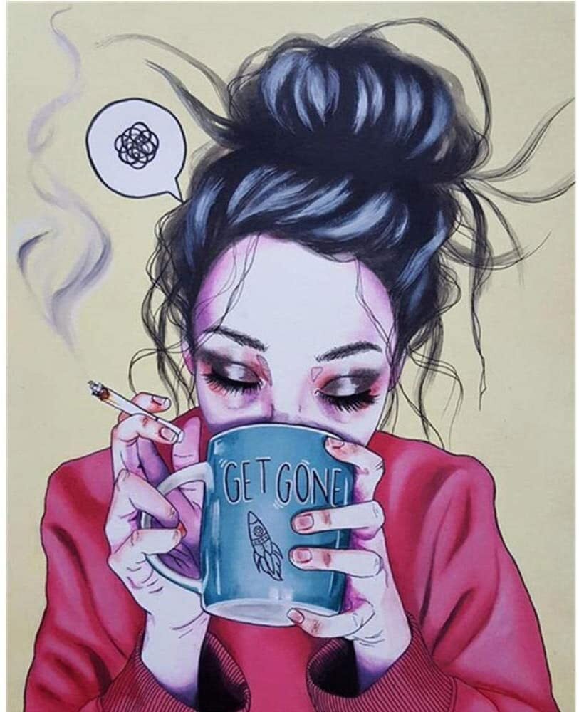 Девушка с кофе арт