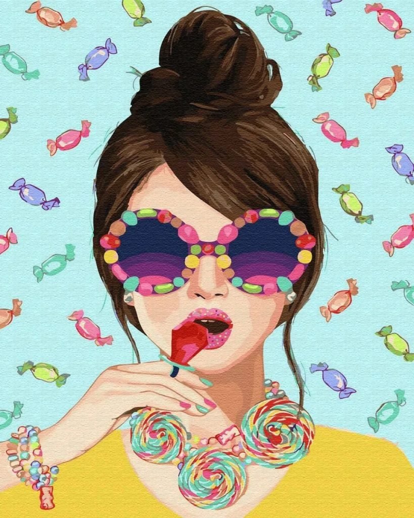Поп арт девушка в очках