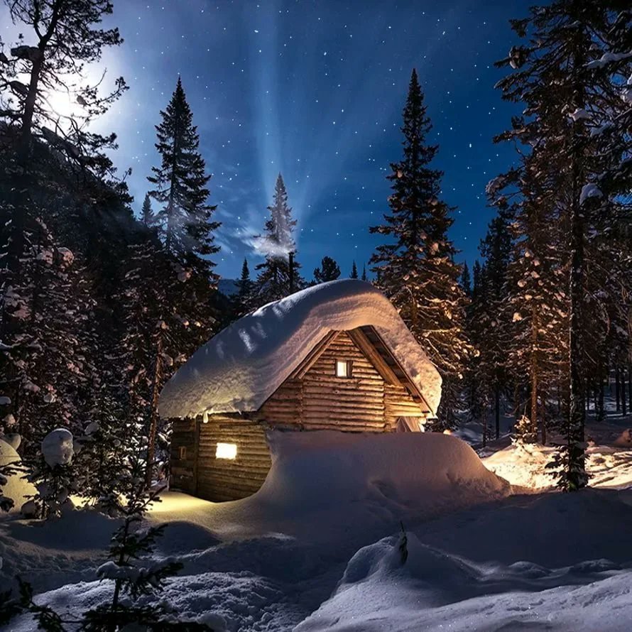 Домик в зимнем лесу