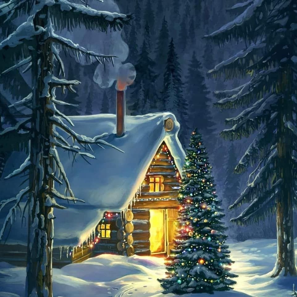 Сказочный домик в зимнем лесу