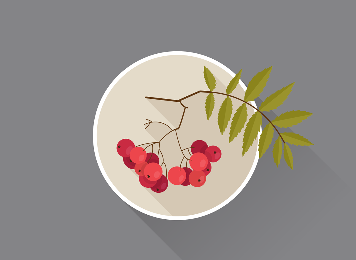 Стилизованная ветка рябины