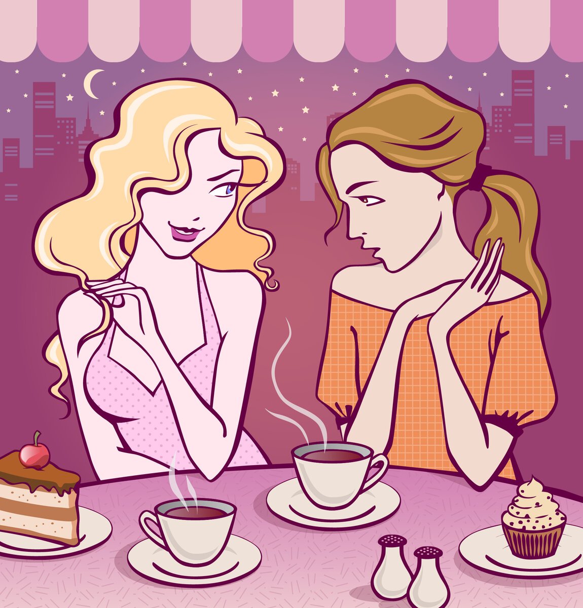 Подружки пьют чай