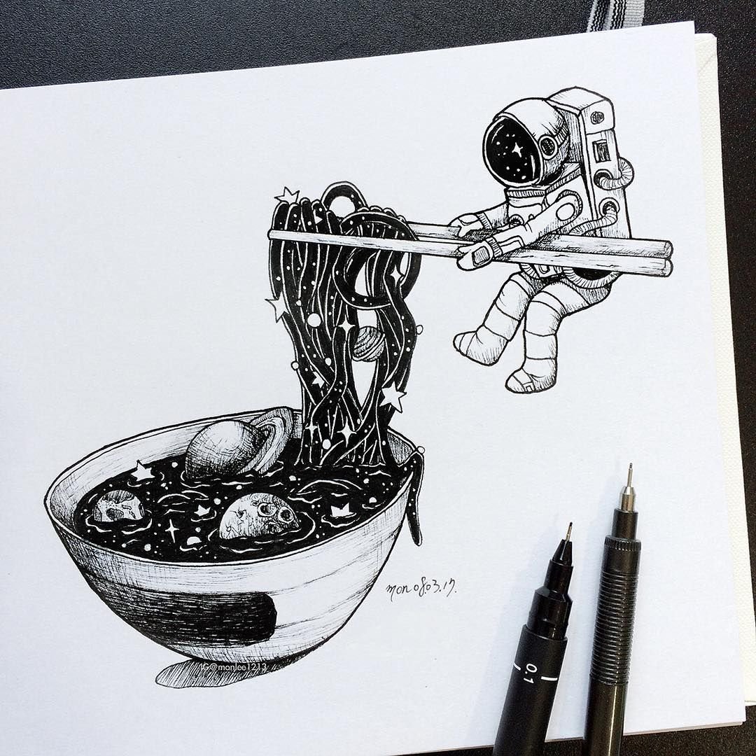 Космические скетчи карандашом