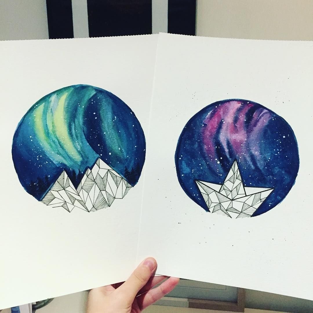 Космос акварель эскиз