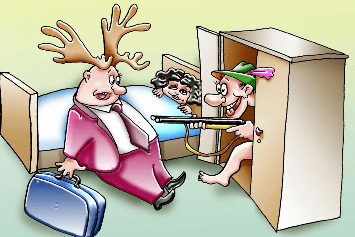 Рогатый муж карикатура