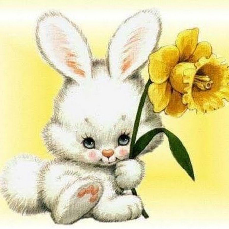 Зайчонок с цветами