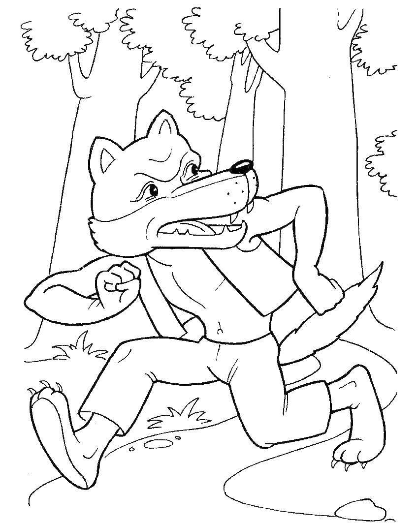 Приключения Пети и волка раскраска