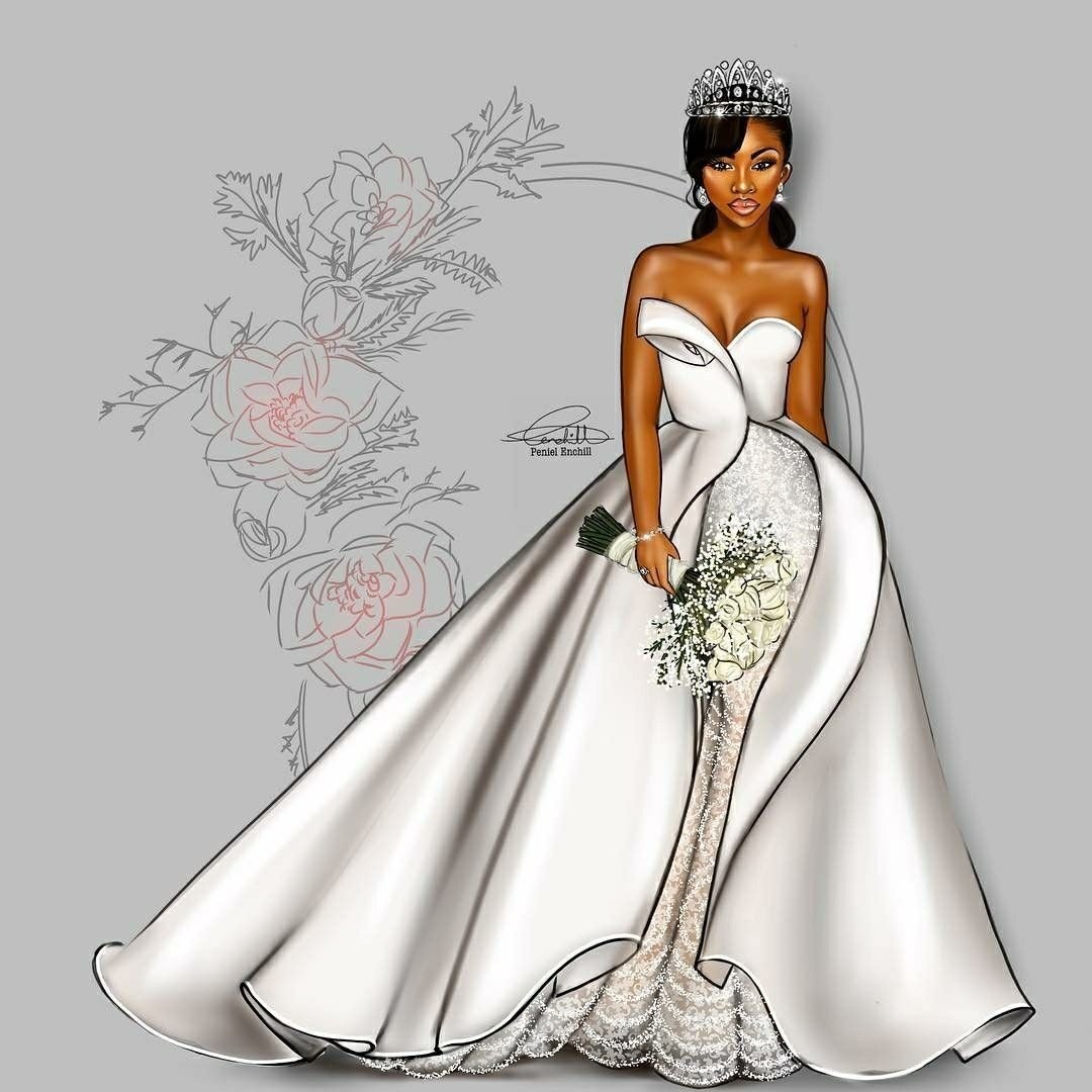 Нарисовать свадебное платье