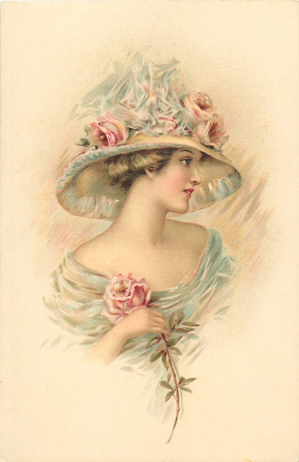 Барышни на старинных открытках