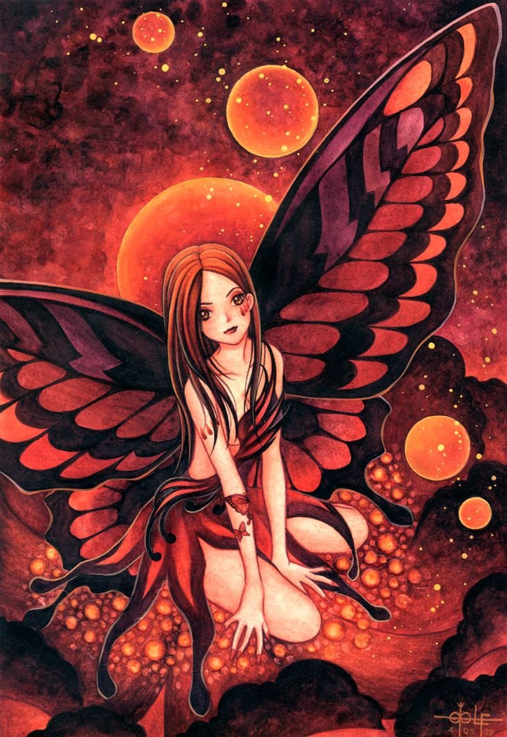 Аниме девушка с крыльями бабочки