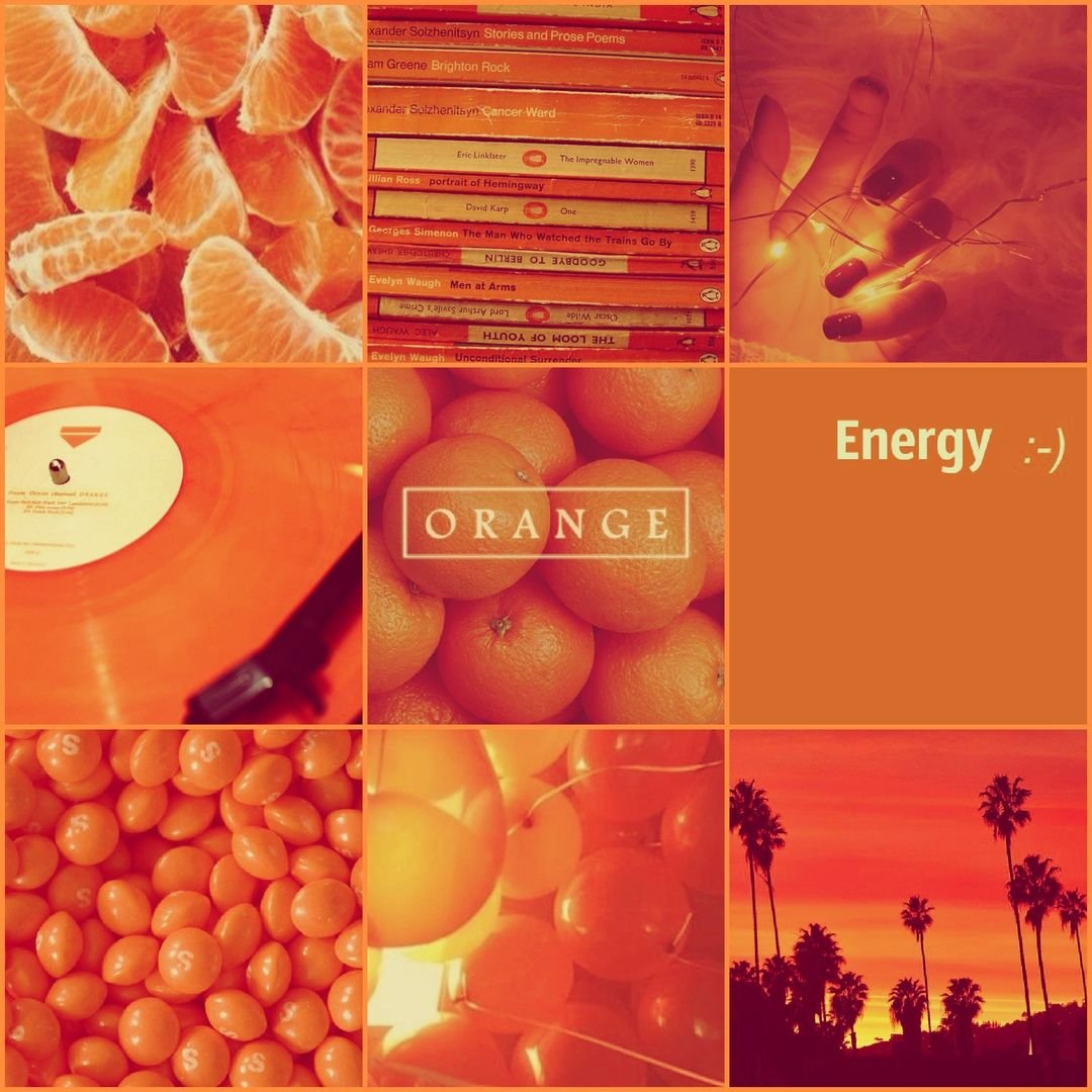 Эстетика оранжевого цвета коллаж