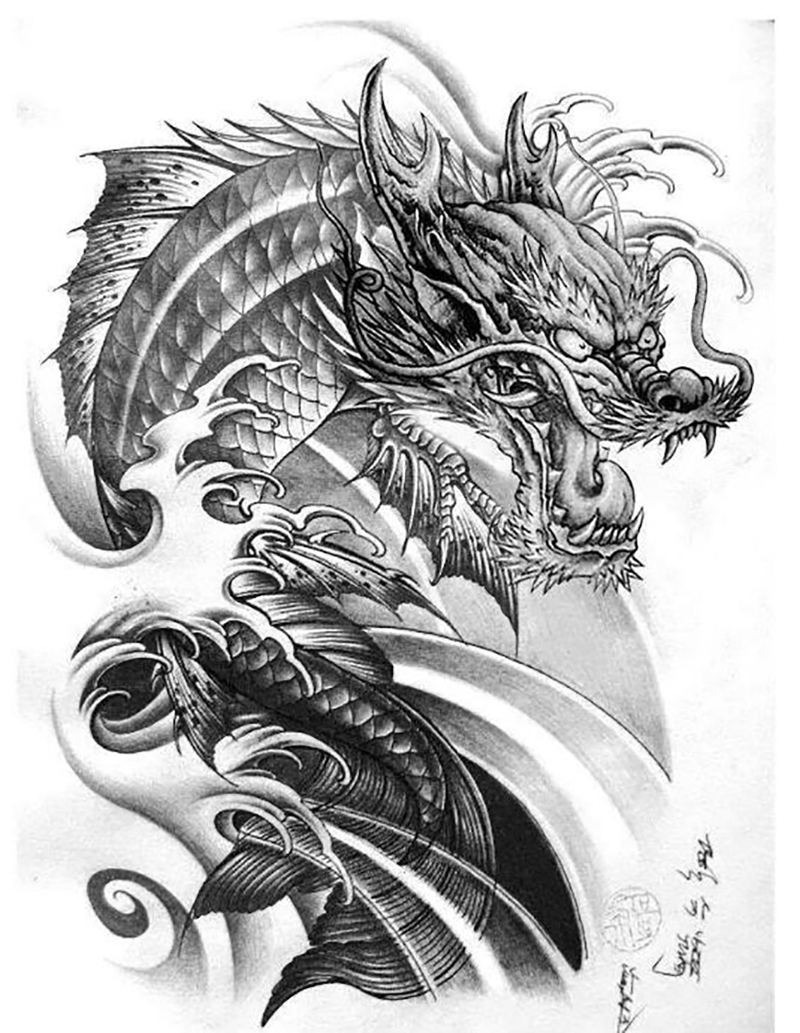 Японский дракон тату